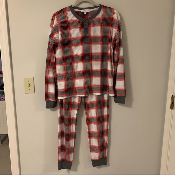 PJ Salvage Plaid Waffle Knit Ski Jammie Pajama Set - Picture 1 of 11
